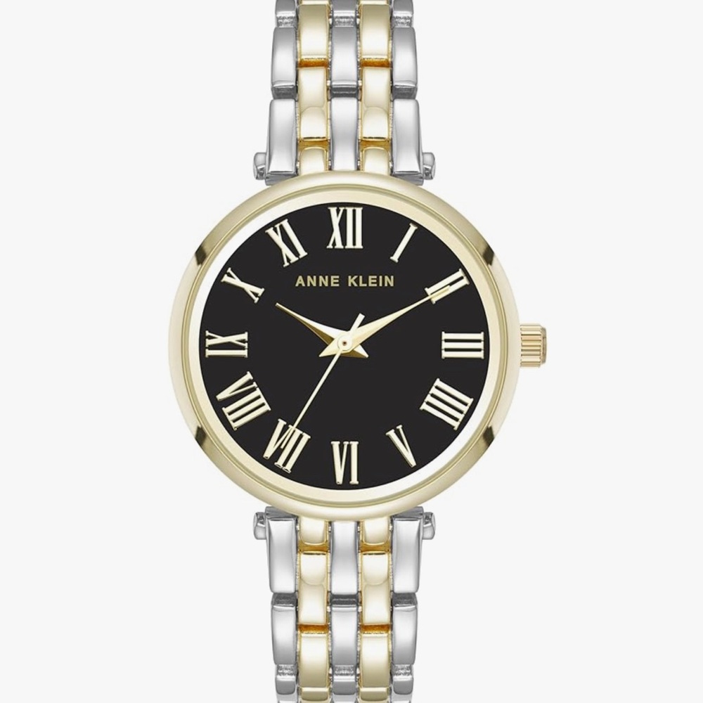 Anne Klein Two-Tone Black Dial Watch